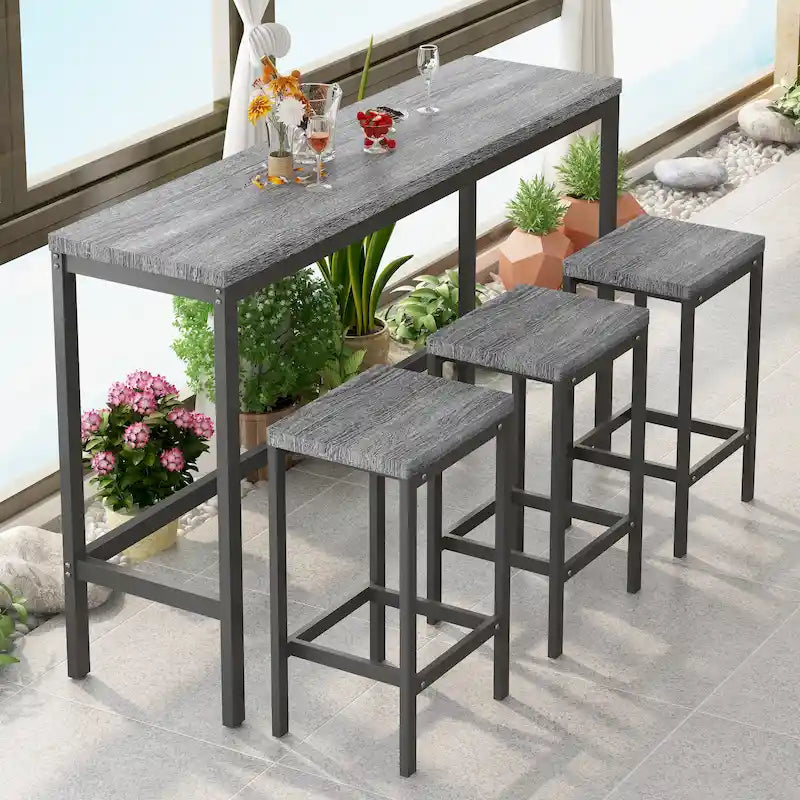 Ensemble table de bar et 3 tabourets