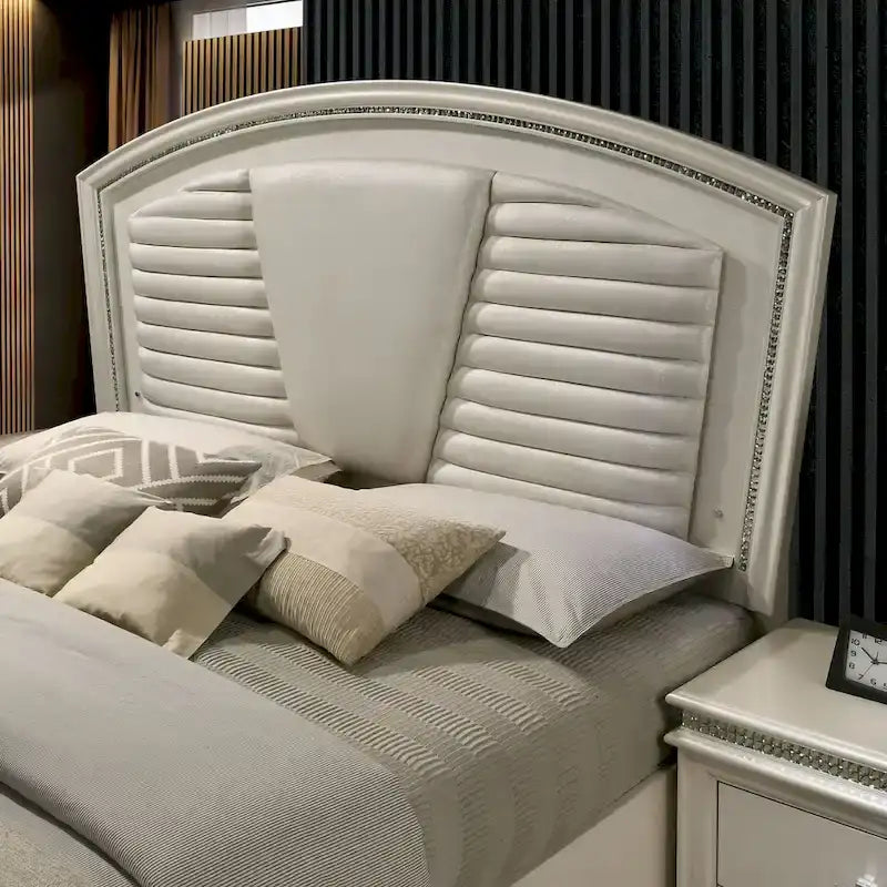 Lit plateforme trois pièces en bois massif blanc
