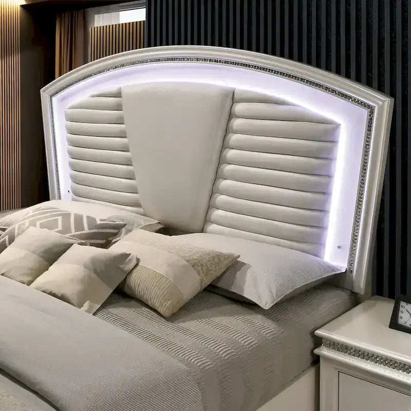 Lit plateforme trois pièces en bois massif blanc