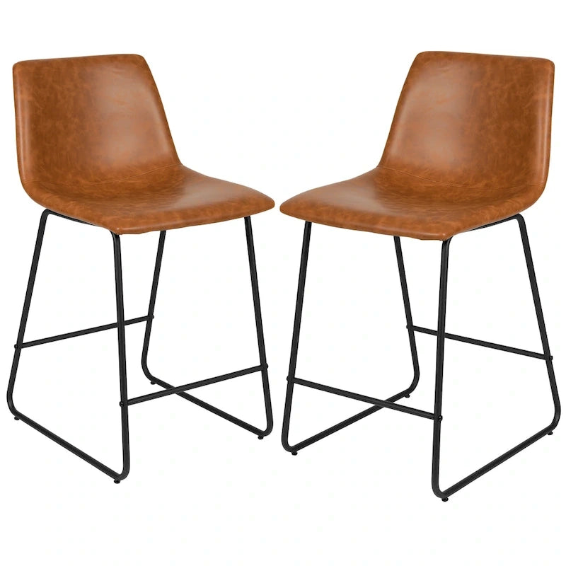 Tabourets de bar modernes rembourrés à hauteur de comptoir (Lot de 2)