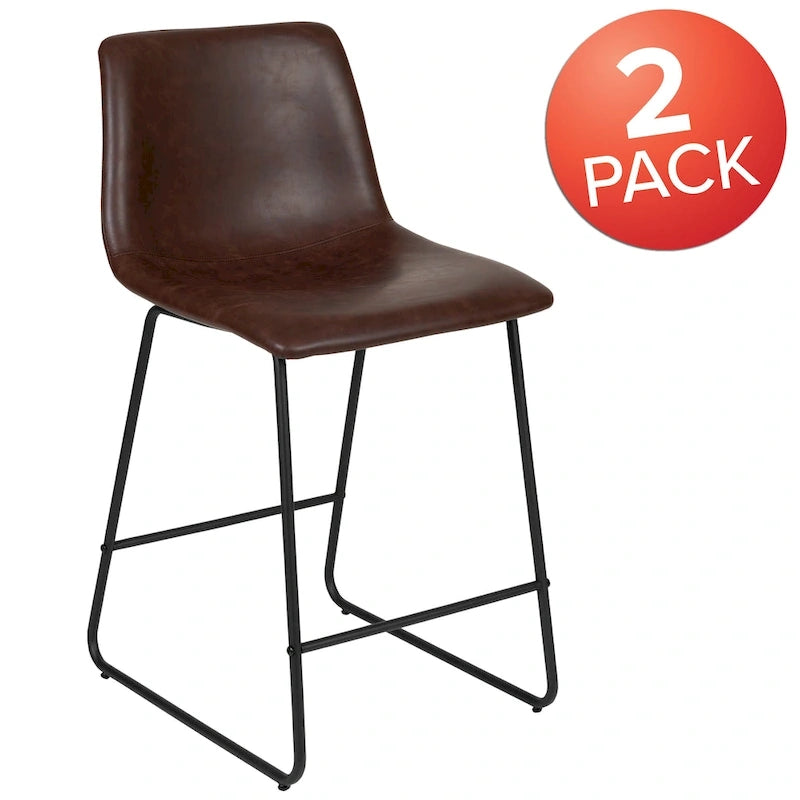 Tabourets de bar modernes rembourrés à hauteur de comptoir (Lot de 2)