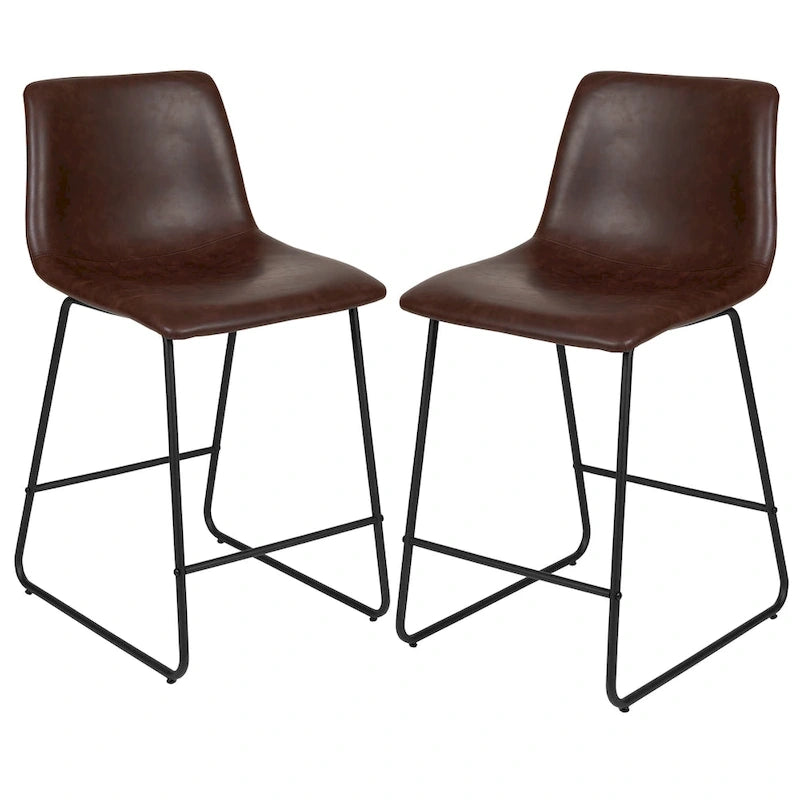 Tabourets de bar modernes rembourrés à hauteur de comptoir (Lot de 2)