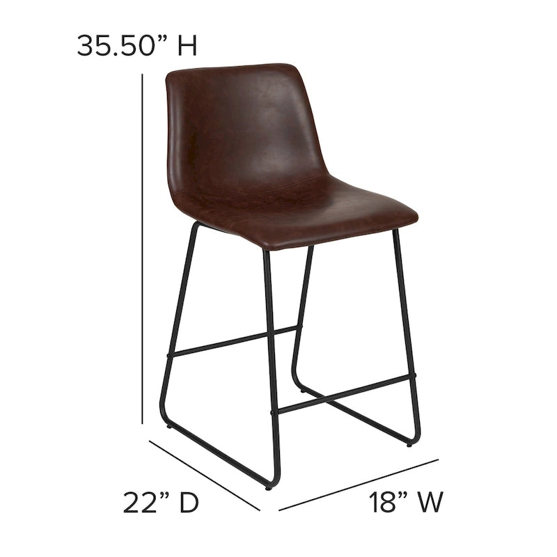 Tabourets de bar modernes rembourrés à hauteur de comptoir (Lot de 2)