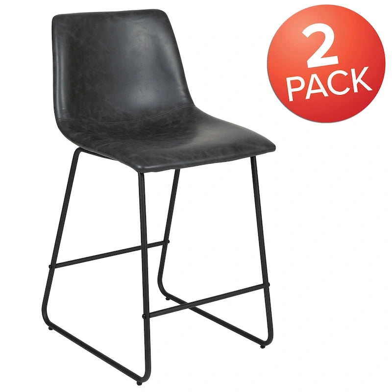 Tabourets de bar modernes rembourrés à hauteur de comptoir (Lot de 2)