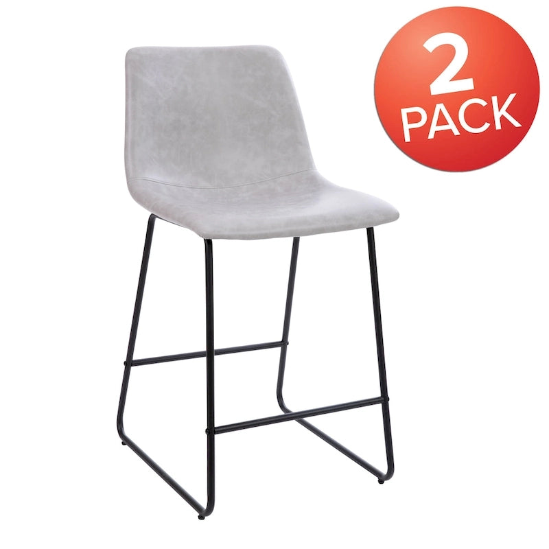 Tabourets de bar modernes rembourrés à hauteur de comptoir (Lot de 2)