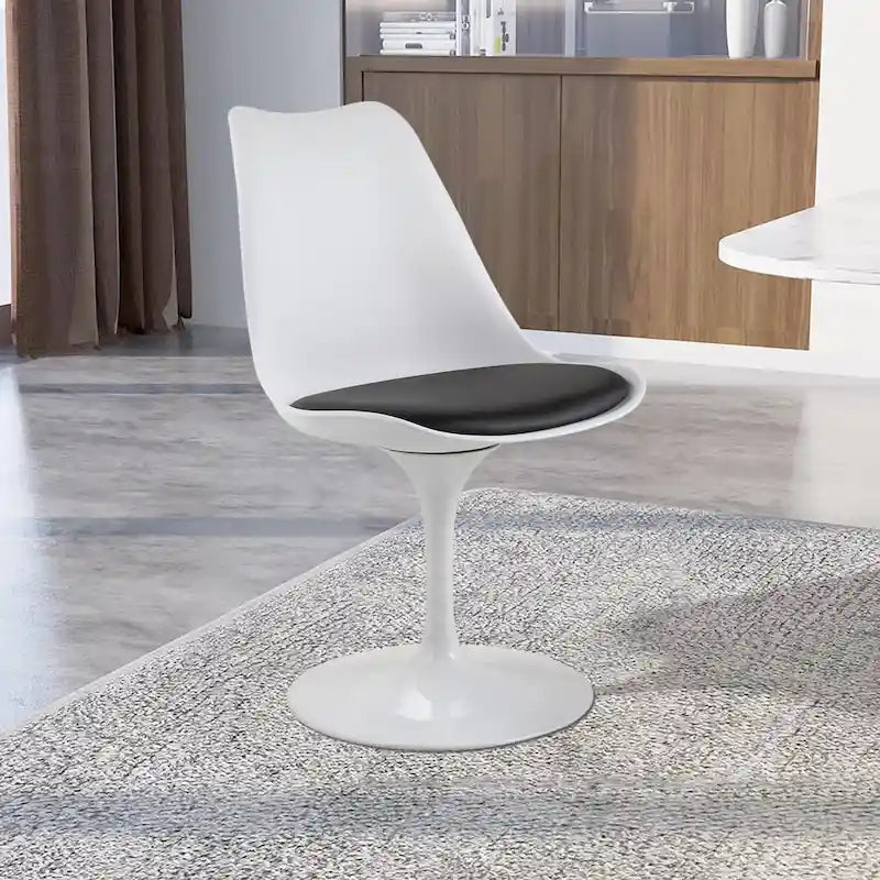Chaise tulipe pivotante, chaise de salle à manger avec assise rembourrée et dossier incurvé