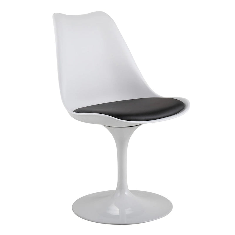 Chaise tulipe pivotante, chaise de salle à manger avec assise rembourrée et dossier incurvé