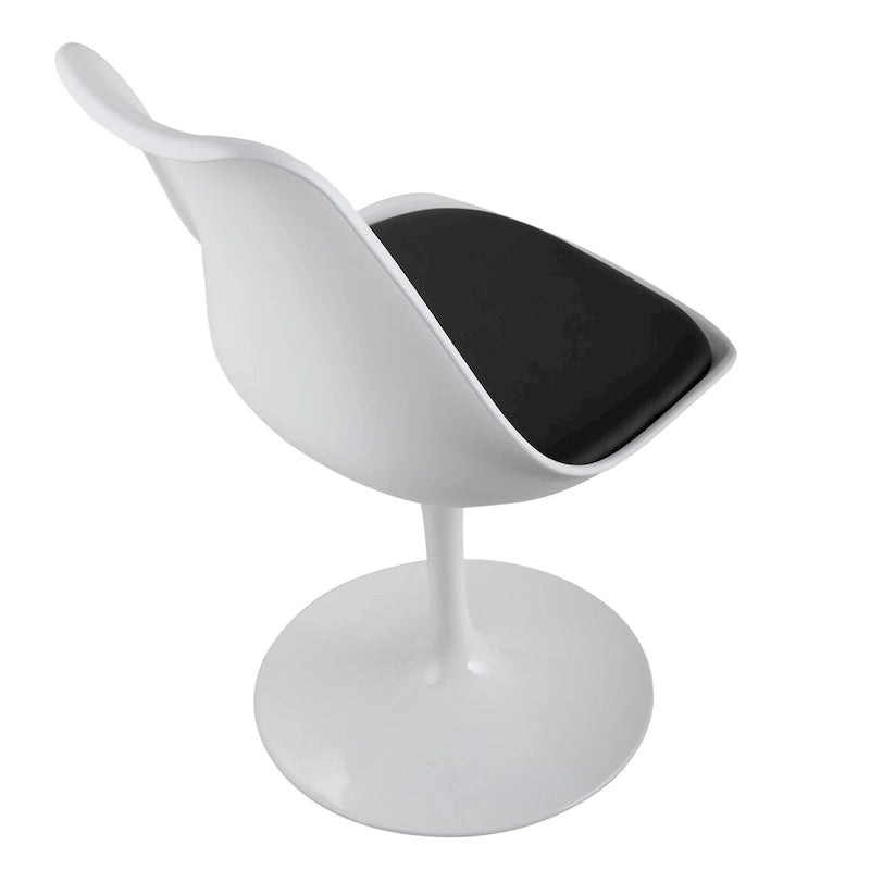 Chaise tulipe pivotante, chaise de salle à manger avec assise rembourrée et dossier incurvé
