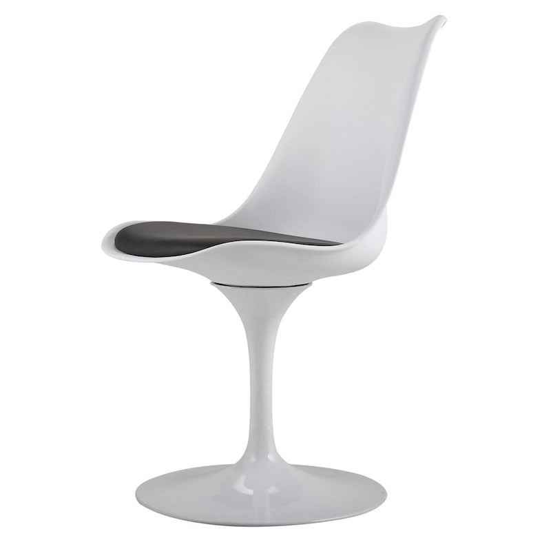 Chaise tulipe pivotante, chaise de salle à manger avec assise rembourrée et dossier incurvé