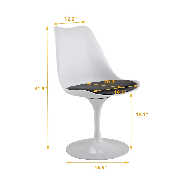 Chaise tulipe pivotante, chaise de salle à manger avec assise rembourrée et dossier incurvé