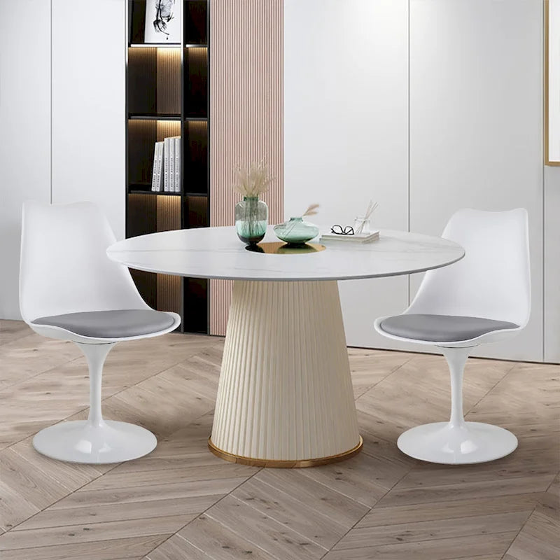 Chaise tulipe pivotante, chaise de salle à manger avec assise rembourrée et dossier incurvé