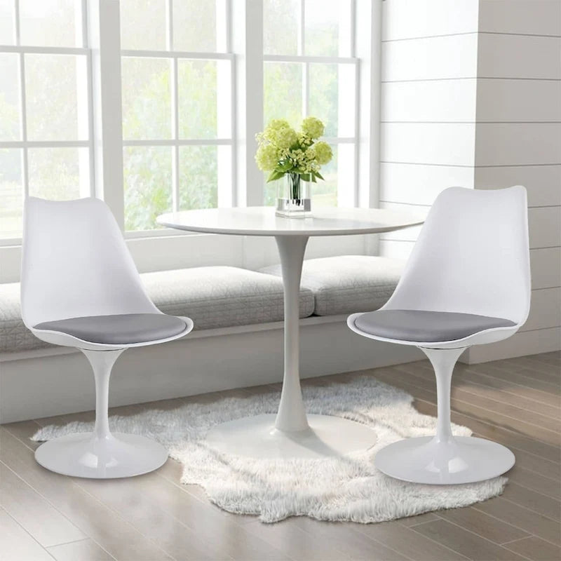 Chaise tulipe pivotante, chaise de salle à manger avec assise rembourrée et dossier incurvé