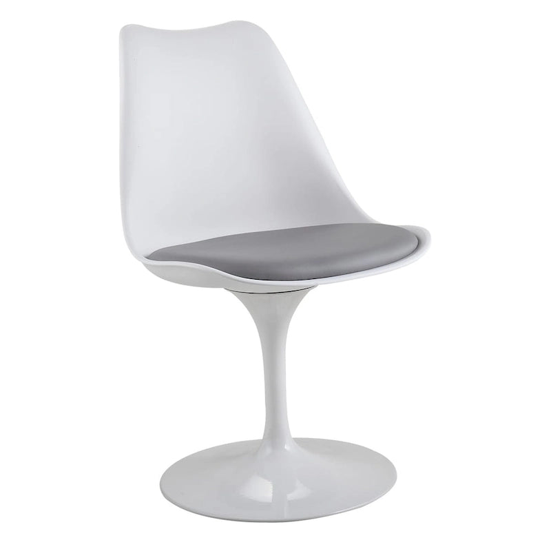 Chaise tulipe pivotante, chaise de salle à manger avec assise rembourrée et dossier incurvé