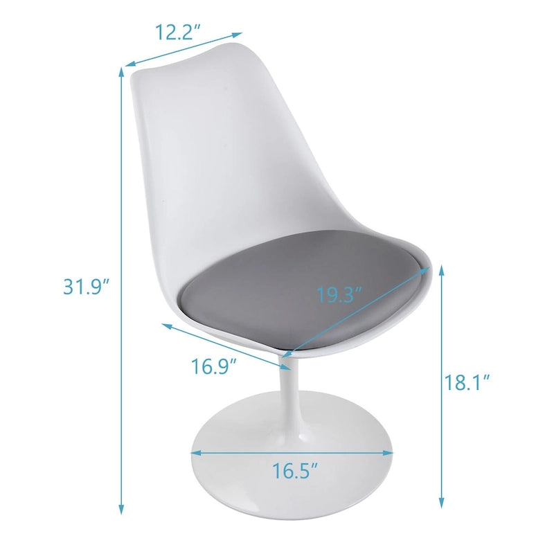 Chaise tulipe pivotante, chaise de salle à manger avec assise rembourrée et dossier incurvé