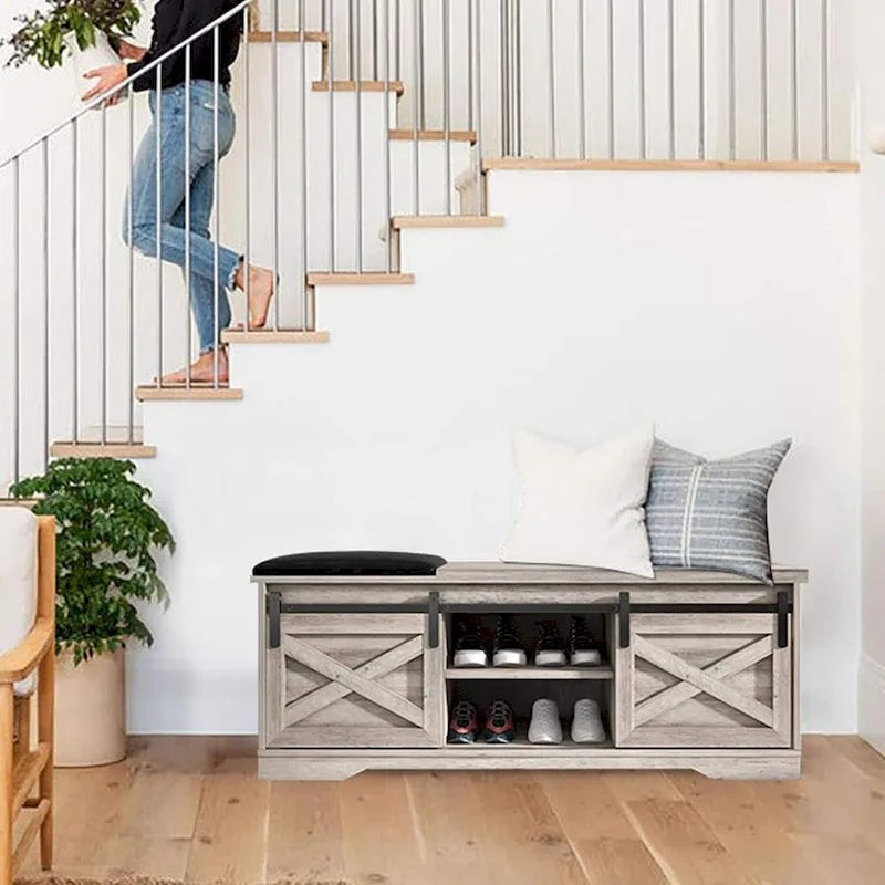 47 Banc à chaussures d'entrée de ferme avec coussin épaissi