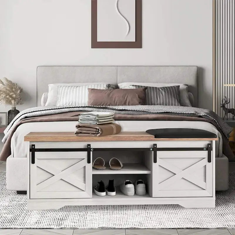47 Banc à chaussures d'entrée de ferme avec coussin épaissi