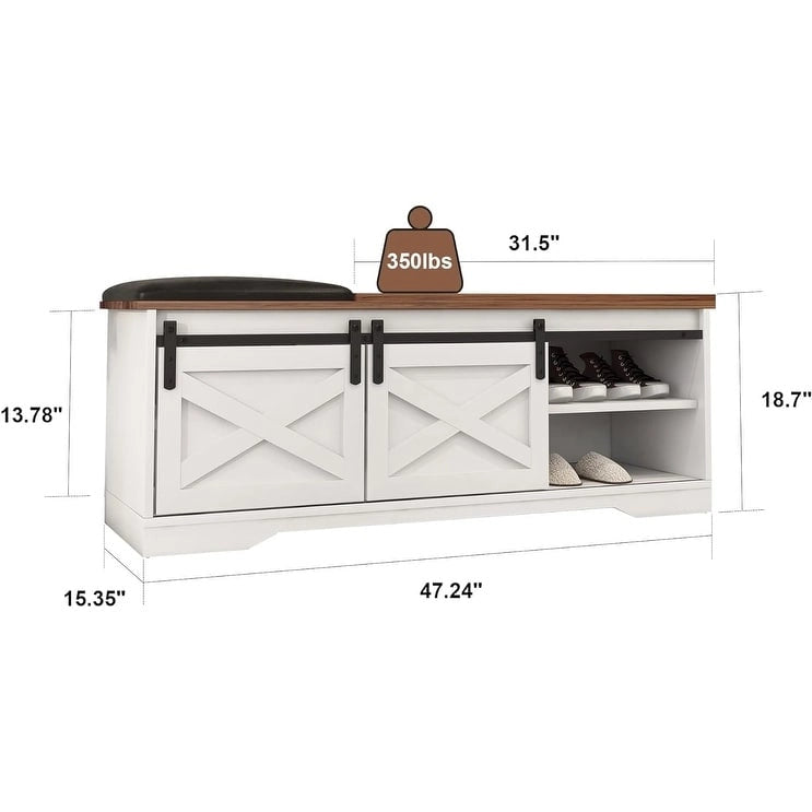 47 Banc à chaussures d'entrée de ferme avec coussin épaissi