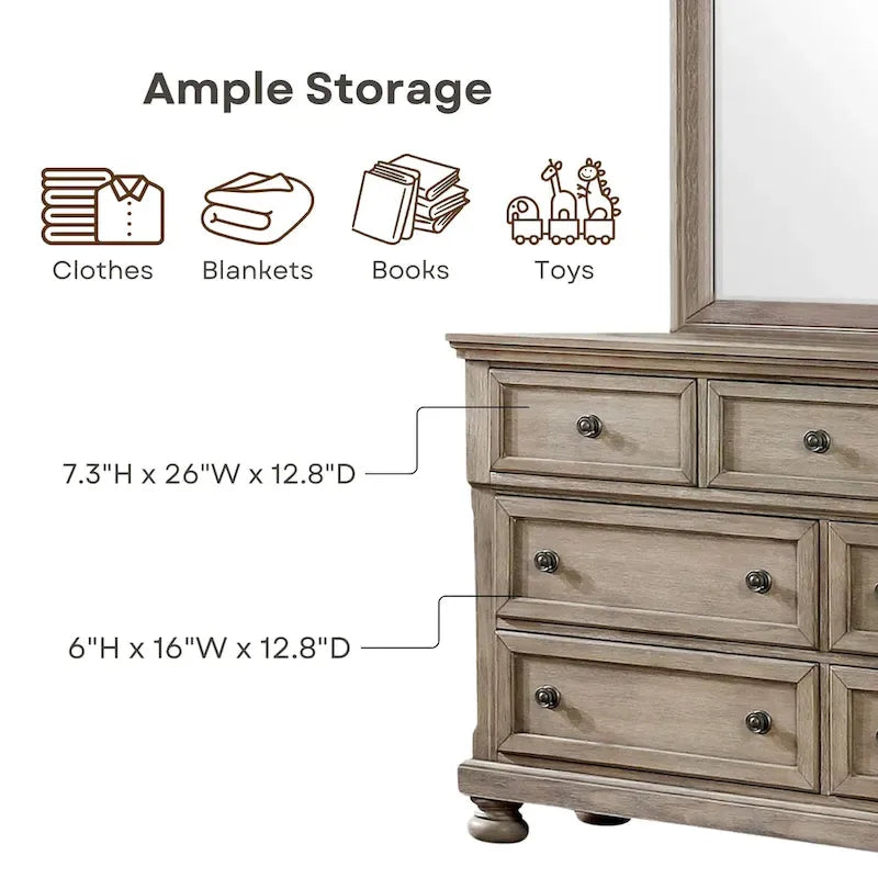 Ensemble de lit traîneau de rangement et de coiffeuse deux pièces en bois gris de style transitoire