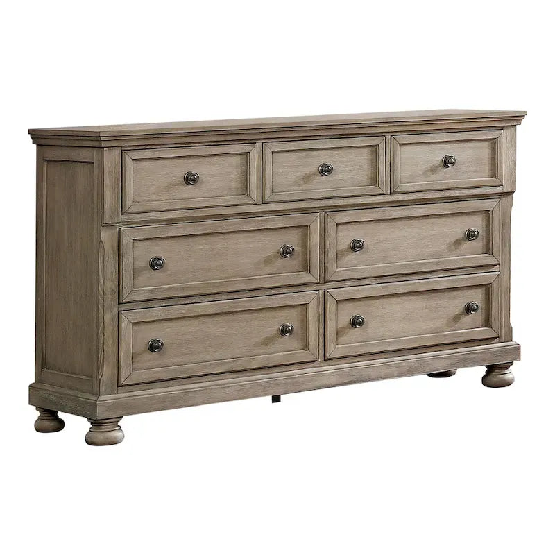 Ensemble de lit traîneau de rangement et de coiffeuse deux pièces en bois gris de style transitoire