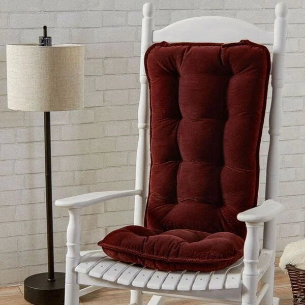 Ensemble de coussins réversibles en velours côtelé jumbo 2 pièces pour fauteuil à bascule (couleur vin)