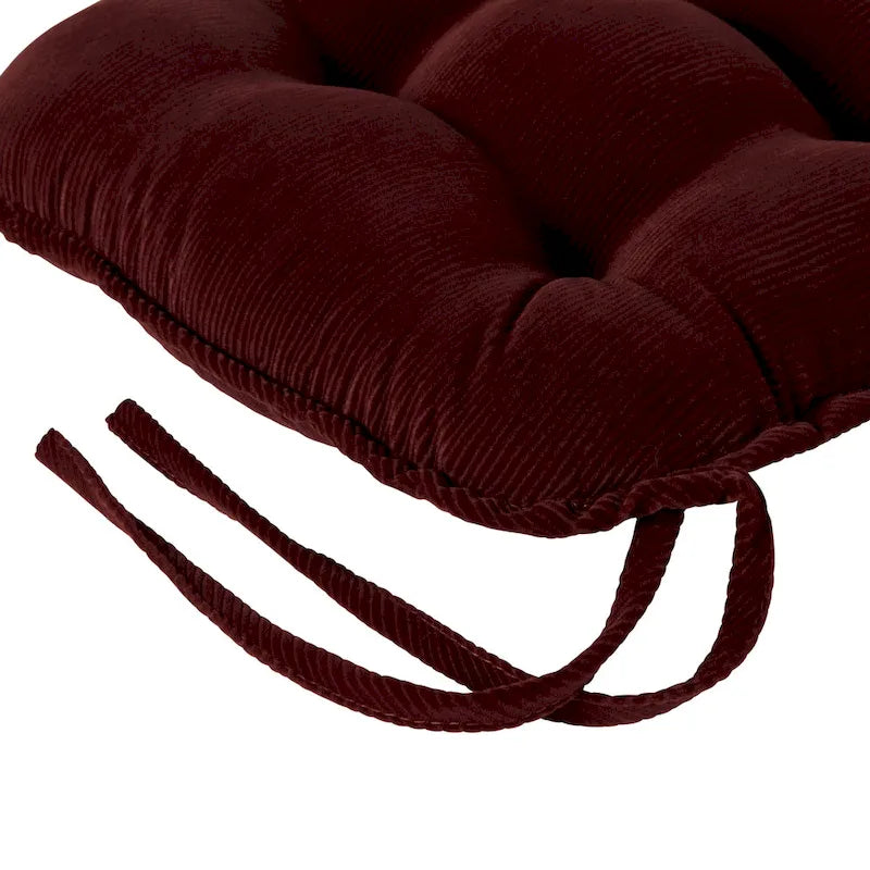 Ensemble de coussins réversibles en velours côtelé jumbo 2 pièces pour fauteuil à bascule (couleur vin)