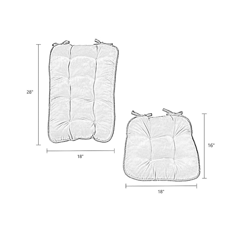 Ensemble de coussins réversibles en velours côtelé jumbo 2 pièces pour fauteuil à bascule (couleur vin)