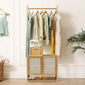 Bamboo Garment Rack with Clothes Rail Storage Organiser Freestanding - 21  x 13  x 66 