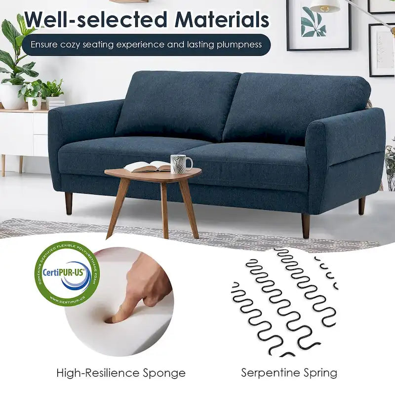 Gymax Canapé 72'' en Tissu pour Salon, Petit Appartement