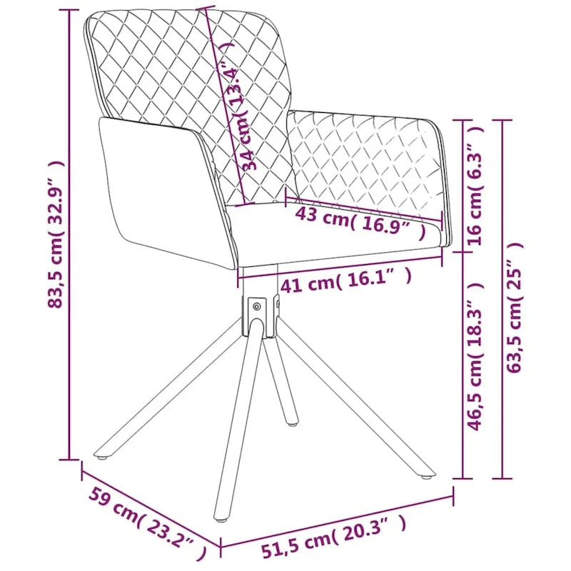 Chaises de salle à manger pivotantes, 2 pièces, fauteuils d'appoint modernes rembourrés en velours