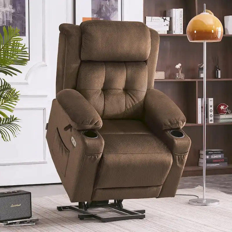 Fauteuil inclinable releveur plat avec appui-tête électrique pour les personnes âgées de petite taille, fauteuil releveur à position infinie, tissu 7660