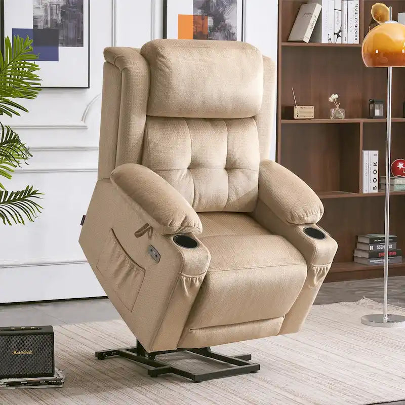 Fauteuil inclinable releveur plat avec appui-tête électrique pour les personnes âgées de petite taille, fauteuil releveur à position infinie, tissu 7660