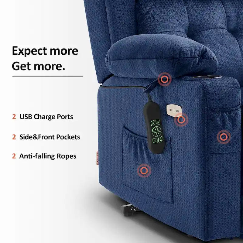 Fauteuil inclinable releveur plat avec appui-tête électrique pour les personnes âgées de petite taille, fauteuil releveur à position infinie, tissu 7660