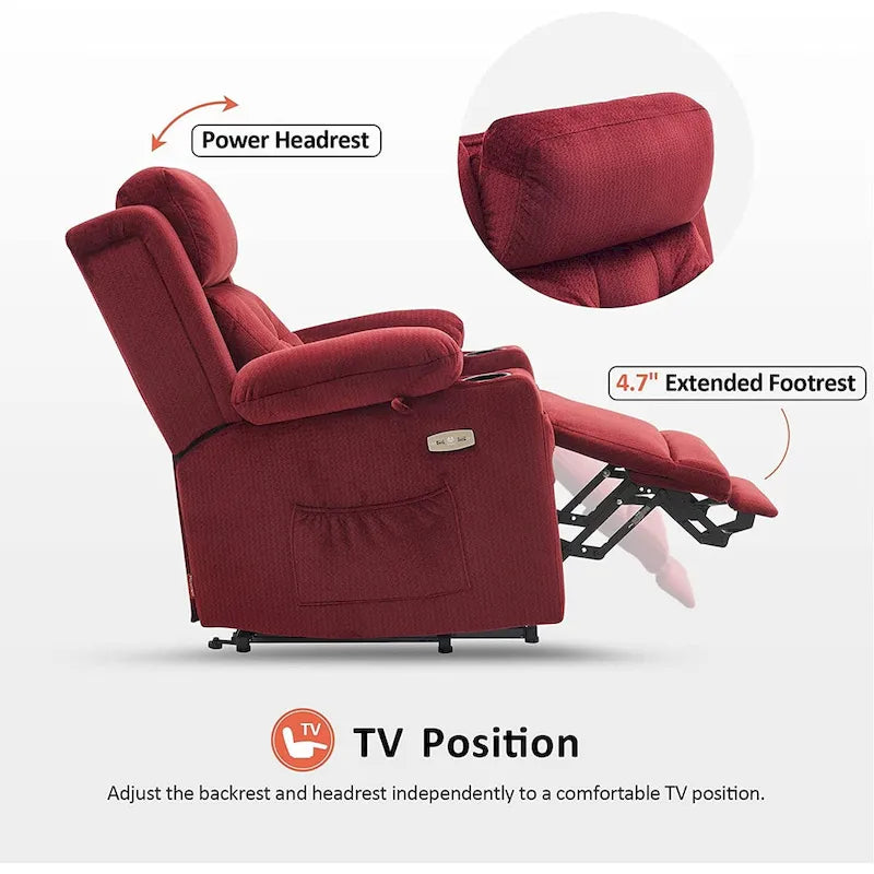 Fauteuil inclinable releveur plat avec appui-tête électrique pour les personnes âgées de petite taille, fauteuil releveur à position infinie, tissu 7660