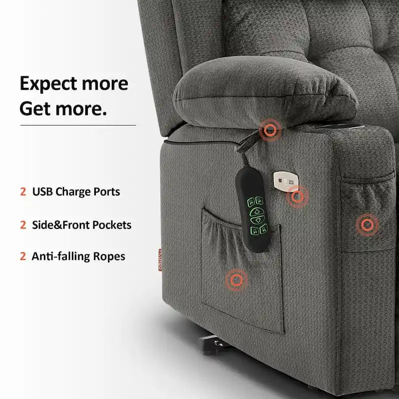Fauteuil inclinable releveur plat avec appui-tête électrique pour les personnes âgées de petite taille, fauteuil releveur à position infinie, tissu 7660