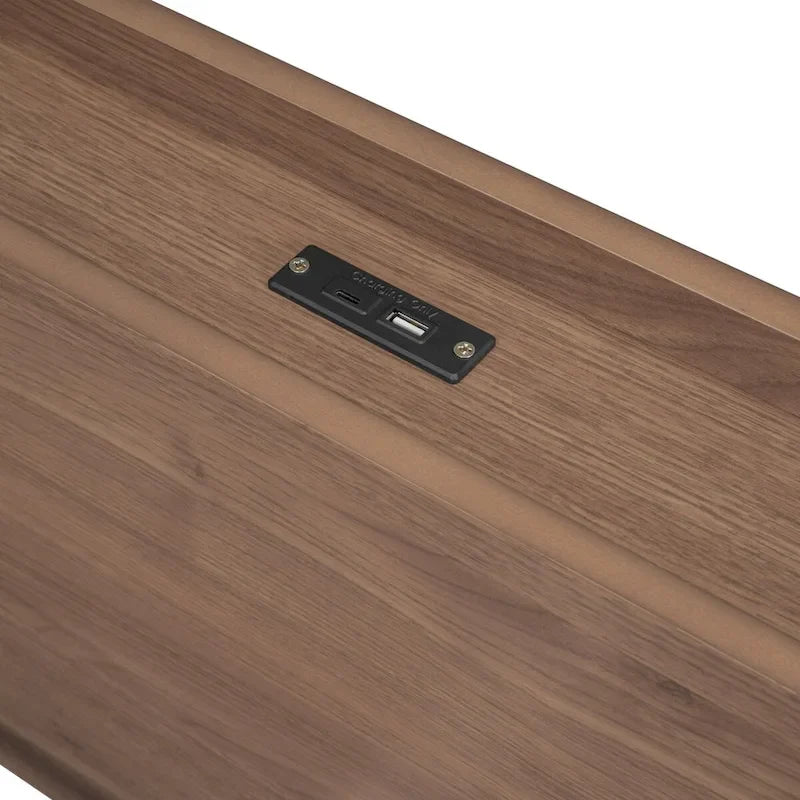 Cadre de lit plateforme moderne double avec ports USB intégrés