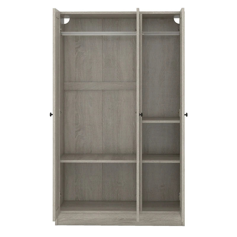 Armoire à 3 portes persiennes avec étagères