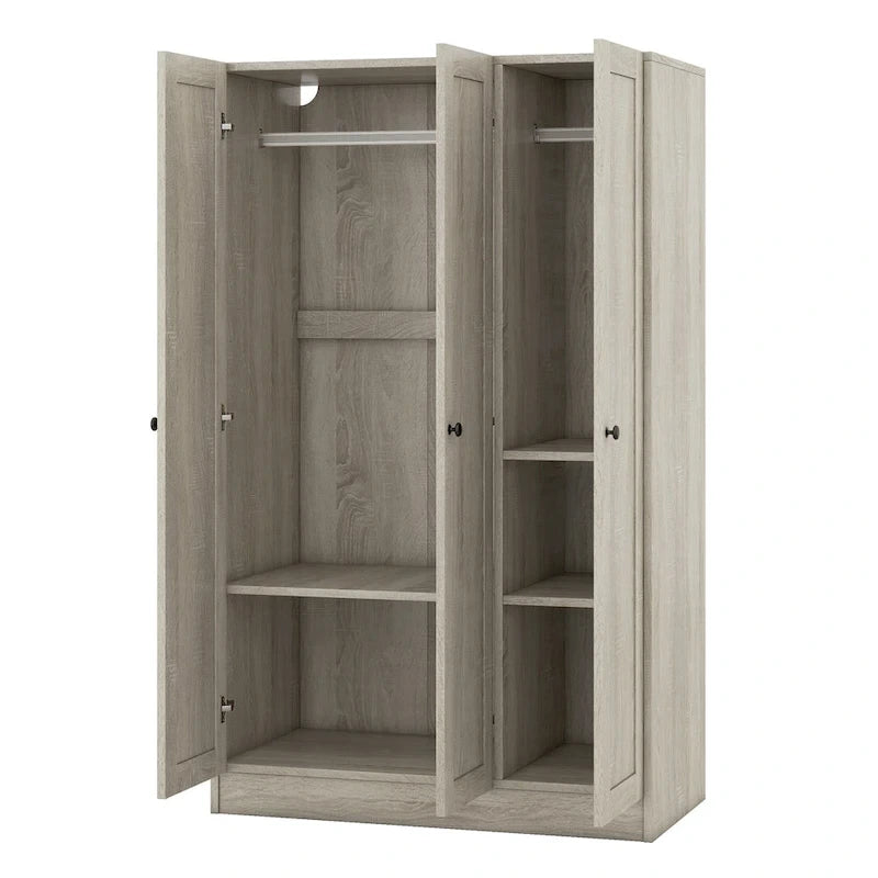 Armoire à 3 portes persiennes avec étagères