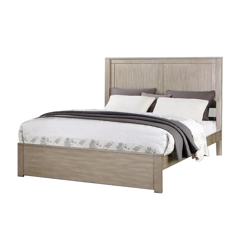 Lit Queen en bois avec tête de lit à 2 panneaux