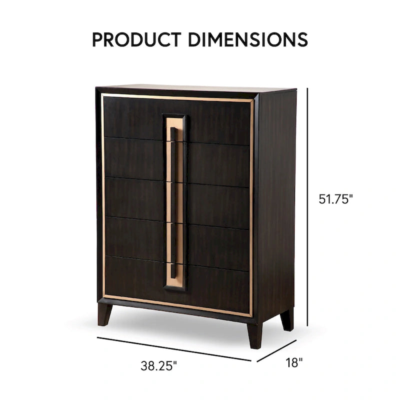Commode moderne à 5 tiroirs en bois massif espresso Nyx Furniture of America