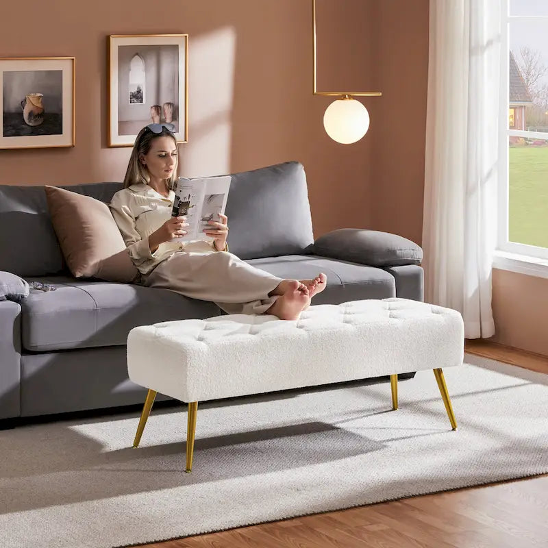 Banc de table rembourré, tabouret en velours capitonné - 45 16 17