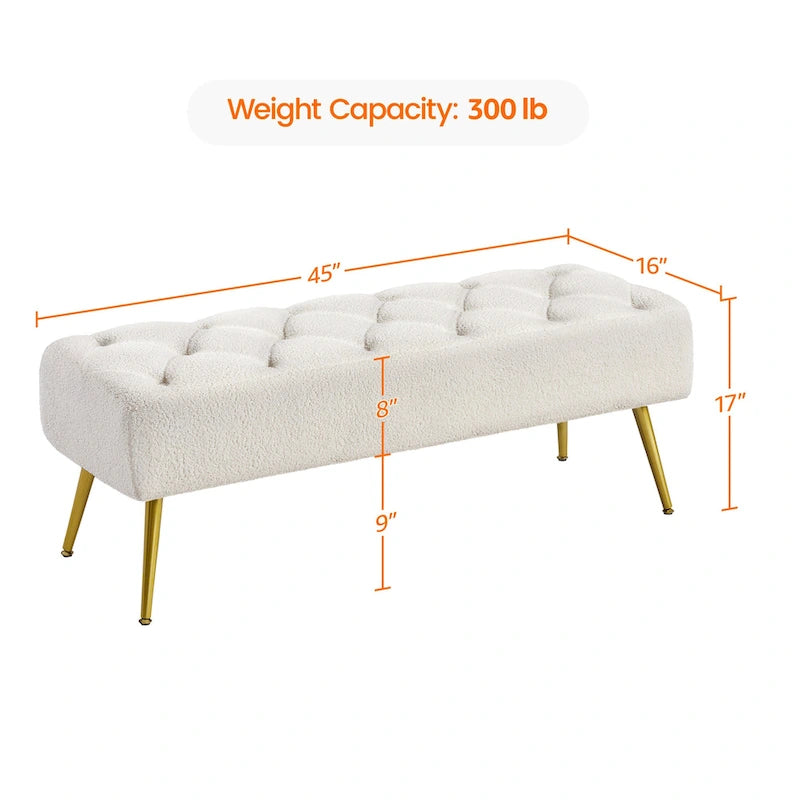 Banc de table rembourré, tabouret en velours capitonné - 45 16 17
