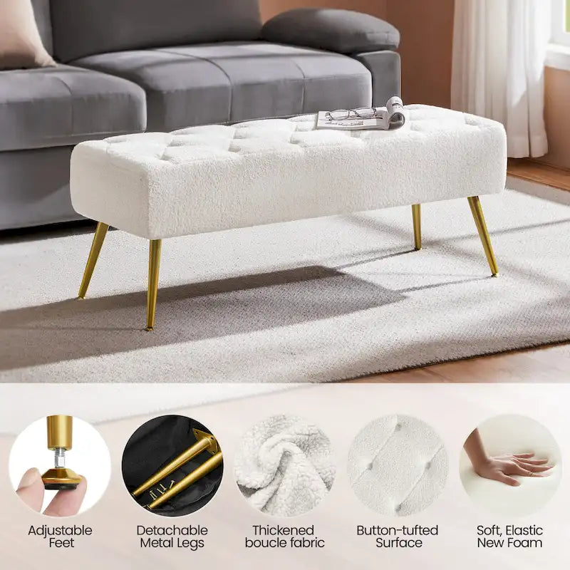 Banc de table rembourré, tabouret en velours capitonné - 45 16 17