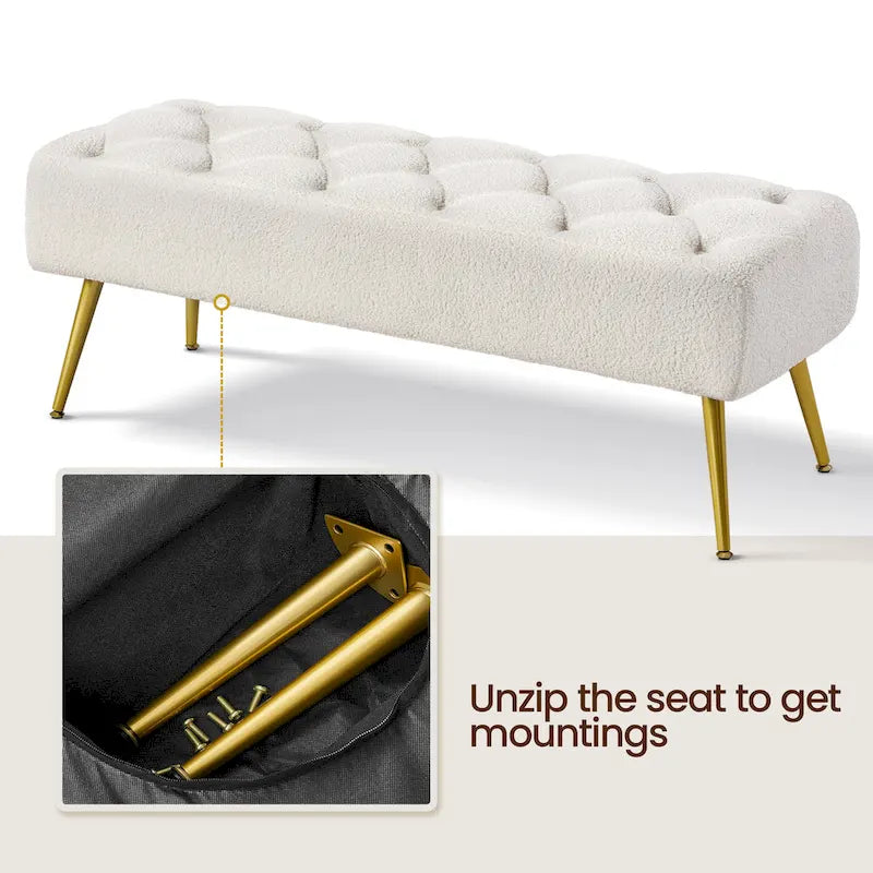 Banc de table rembourré, tabouret en velours capitonné - 45 16 17
