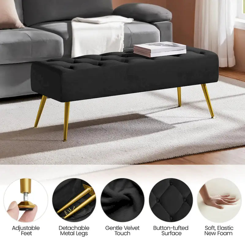 Banc de table rembourré, tabouret en velours capitonné - 45 16 17