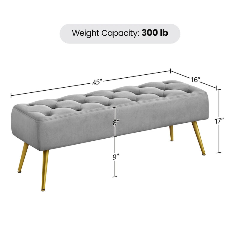 Banc de table rembourré, tabouret en velours capitonné - 45 16 17