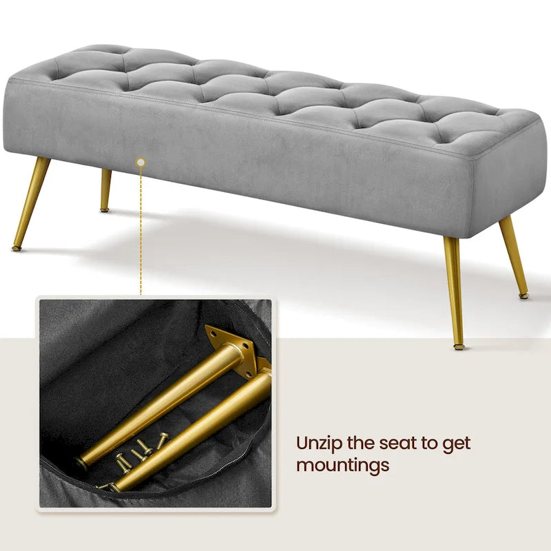 Banc de table rembourré, tabouret en velours capitonné - 45 16 17
