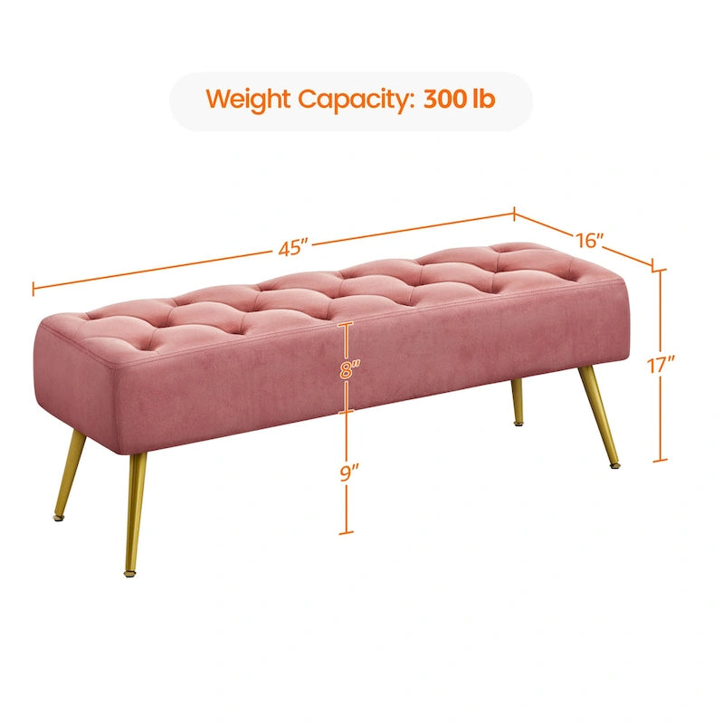 Banc de table rembourré, tabouret en velours capitonné - 45 16 17