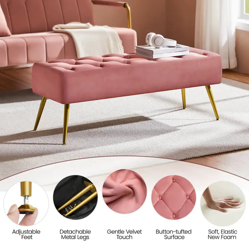 Banc de table rembourré, tabouret en velours capitonné - 45 16 17
