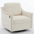 Fauteuil pivotant moderne en tissu avec ports USB, lot de 1