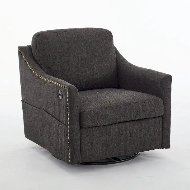 Fauteuil pivotant moderne en tissu avec ports USB, lot de 1